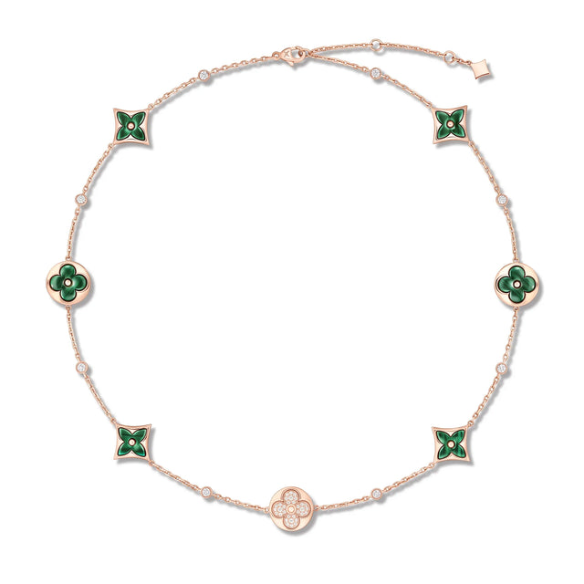 Color Blossom Malachite-Tone Station Necklace