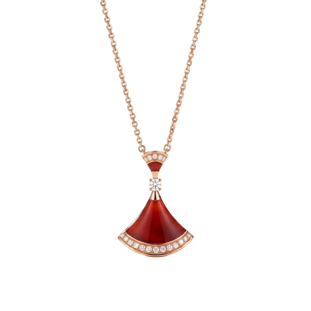 Diva's Dream Red Fan Pendant Necklace