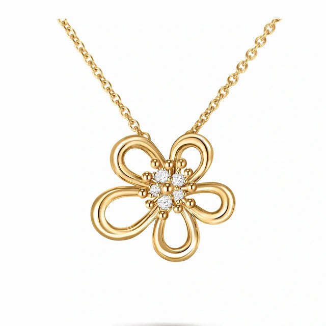 Frivole Open Five Petal Pendant Necklace