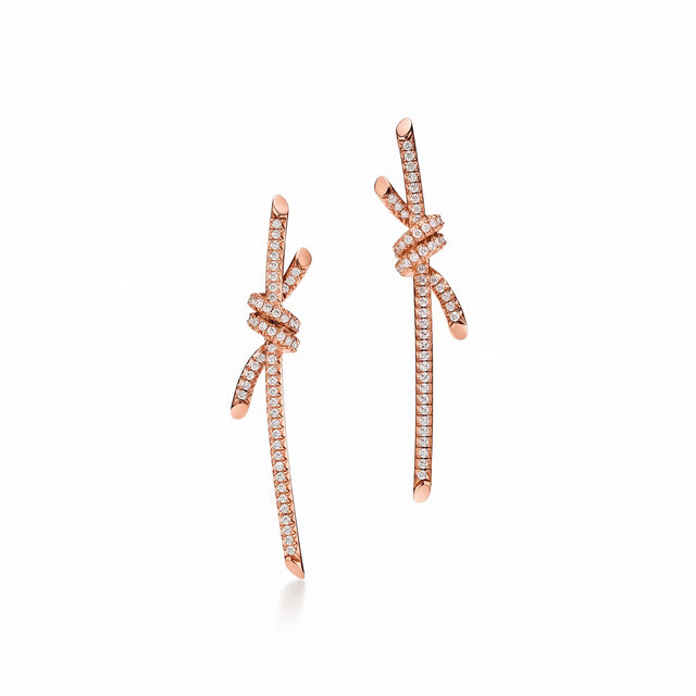 Knot Cascading Pavé Long Drop Earrings