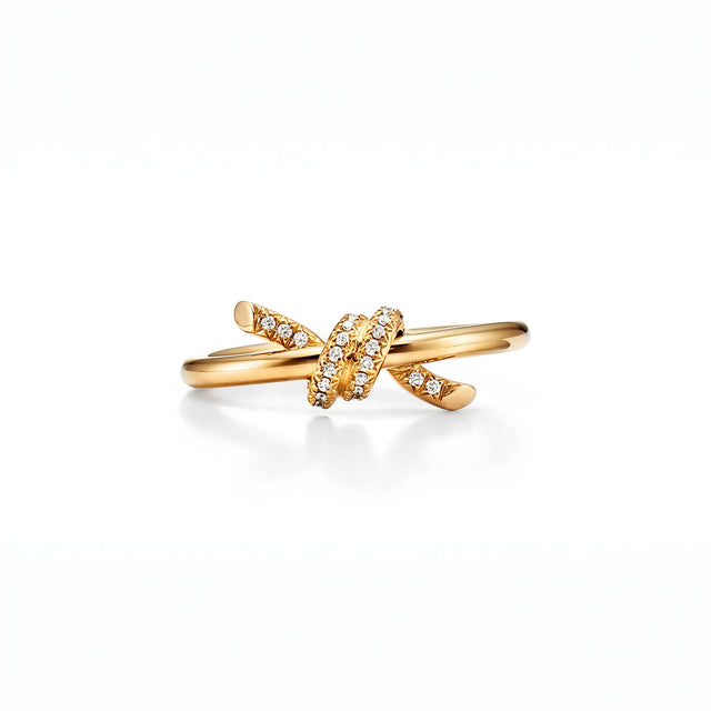 Knot Entwined Pavé Interlaced Ring