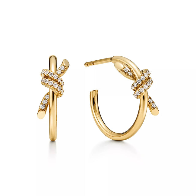 Knot Pavé Sculpted Hoop Earrings