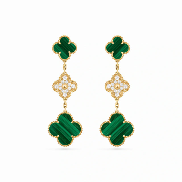 Magic Alhambra Green Clover Drop Earrings