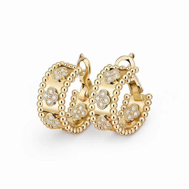 Perlee Clovers Sparkling Clover Hoop Earrings