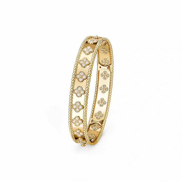 Perlee Clovers Wide Beaded Bangle