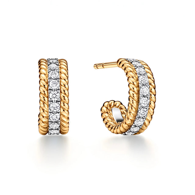 Rope Twisted Pavé Huggie Earrings