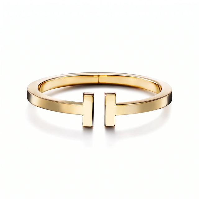 T Square Bold Polished Hinged Bangle