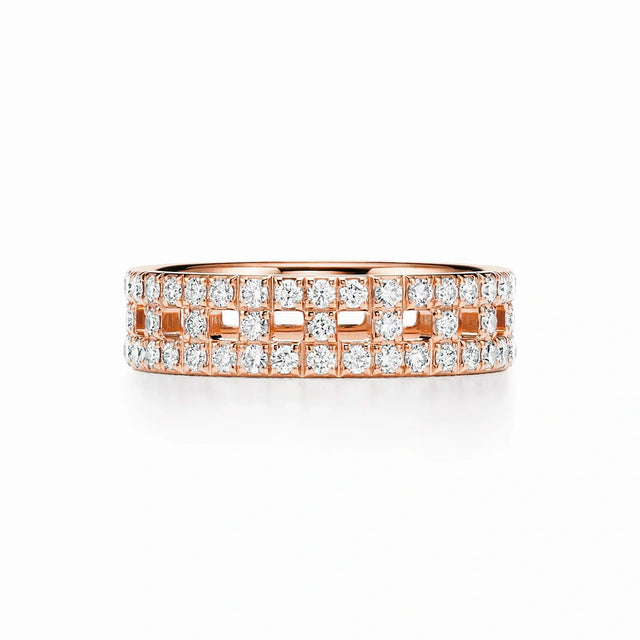 T True Lattice Openwork Pavé Ring