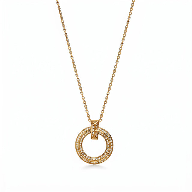 T1 Pavé Open Circle Pendant Necklace