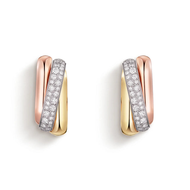 Trinity Three-Tone Cushion Pavé Earrings