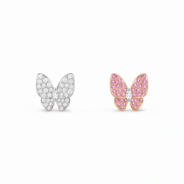 Two Butterfly Sparkling Butterfly Earrings