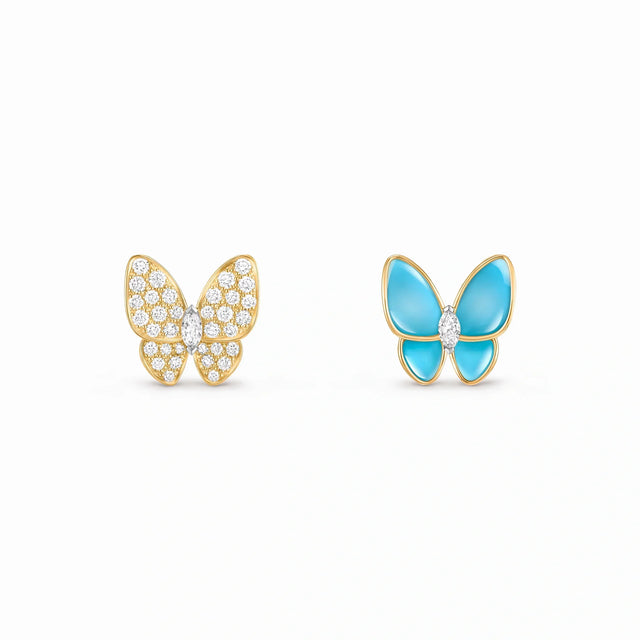 Two Butterfly Turquoise Wing Earrings