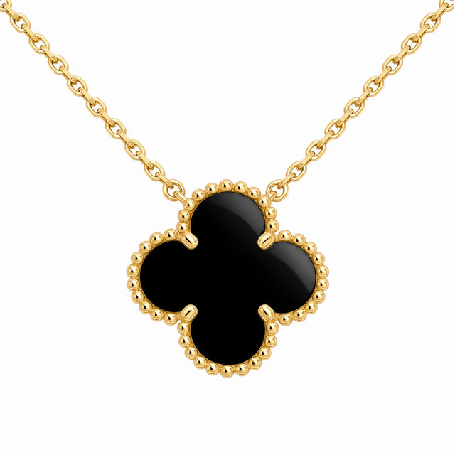 Vintage Alhambra Black Clover Pendant Necklace