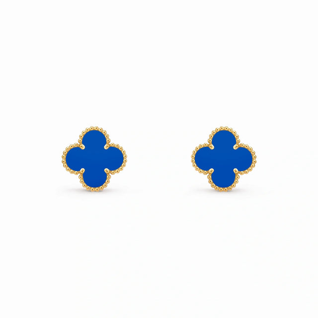 Vintage Alhambra Blue Clover Earrings