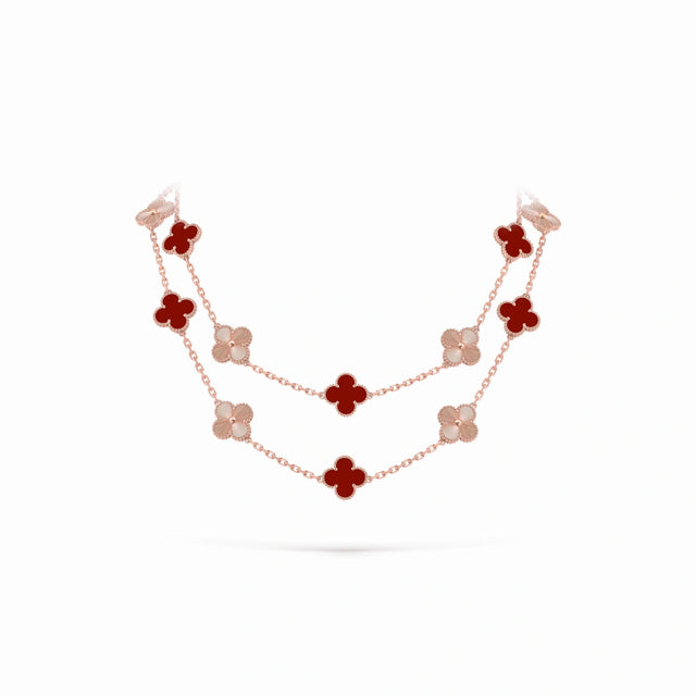 Vintage Alhambra Double Chain Clover Necklace