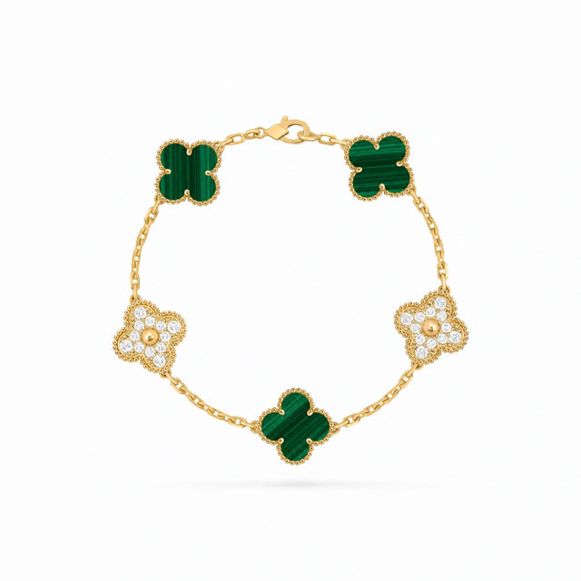 Vintage Alhambra Green Pavé Clover Bracelet