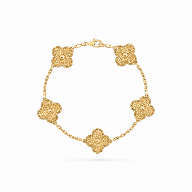 Vintage Alhambra Hammered Clover Bracelet