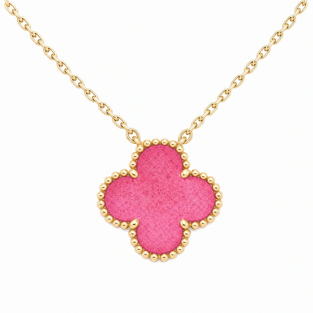 Vintage Alhambra Pink Clover Pendant Necklace