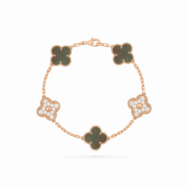 Vintage Alhambra Rose Pavé Clover Bracelet