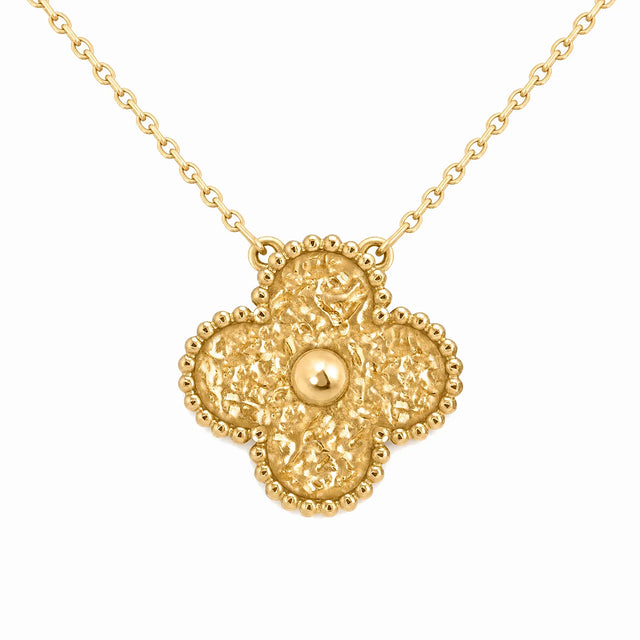 Vintage Alhambra Textured Clover Pendant Necklace
