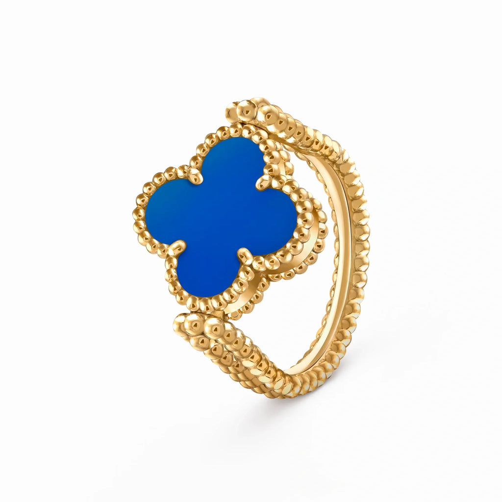 Alhambra Blue Clover Beaded Ring