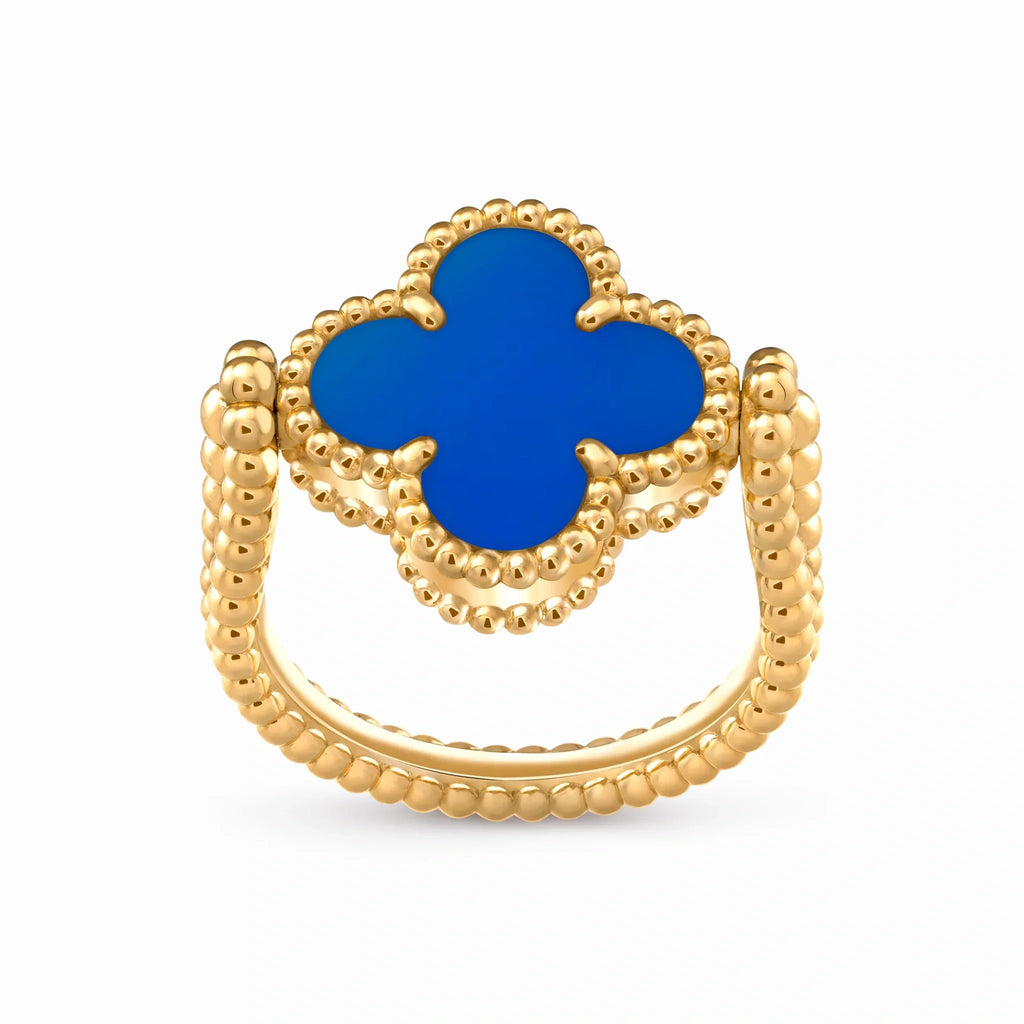 Alhambra Blue Clover Beaded Ring