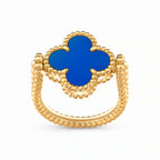 Alhambra Blue Clover Beaded Ring
