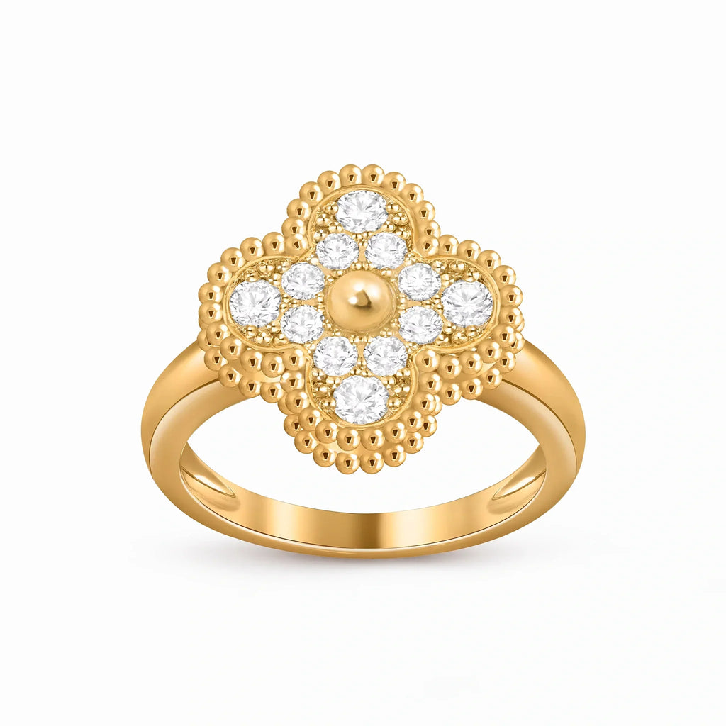 Alhambra Pavé Four-Leaf Clover Ring