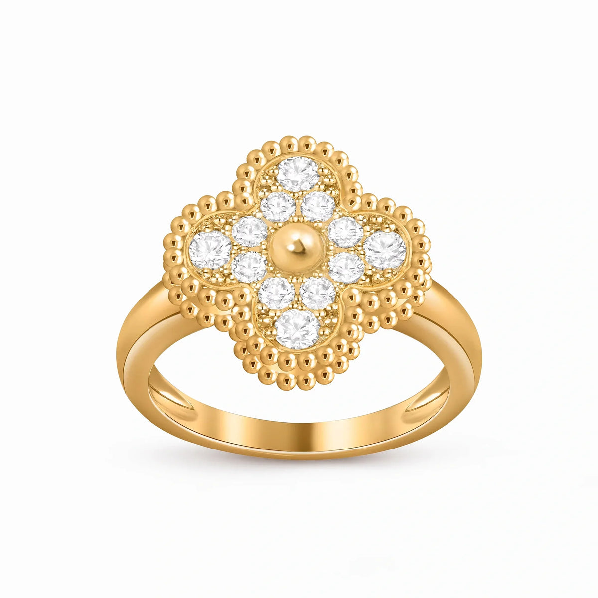 Alhambra Pavé Four-Leaf Clover Ring