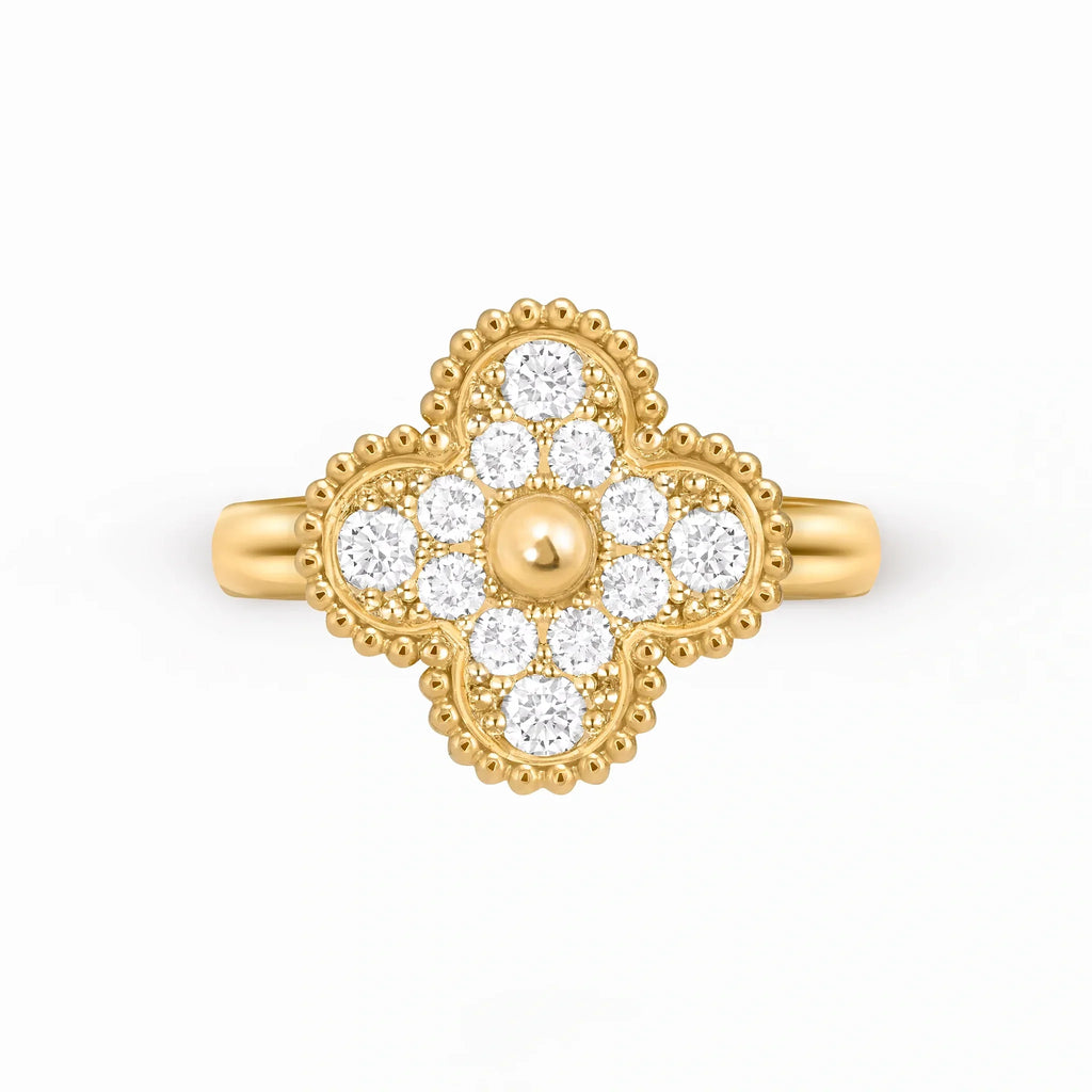 Alhambra Pavé Four-Leaf Clover Ring