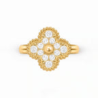 Alhambra Pavé Four-Leaf Clover Ring