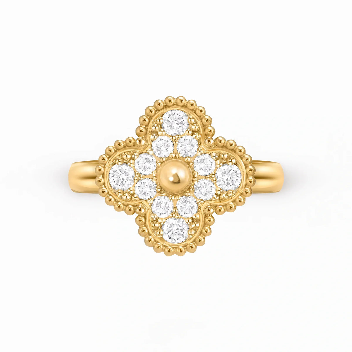Alhambra Pavé Four-Leaf Clover Ring
