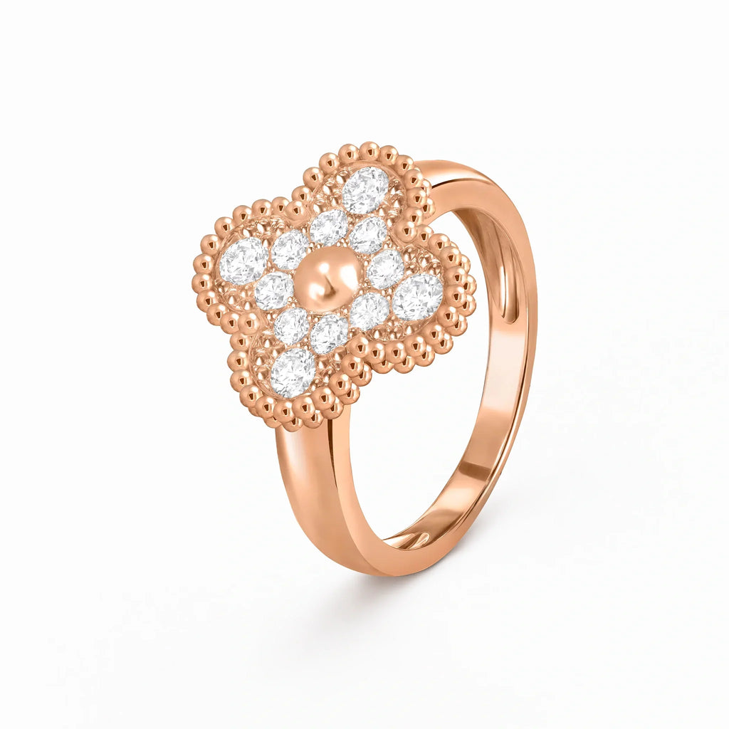 Alhambra Pavé Four-Leaf Clover Ring