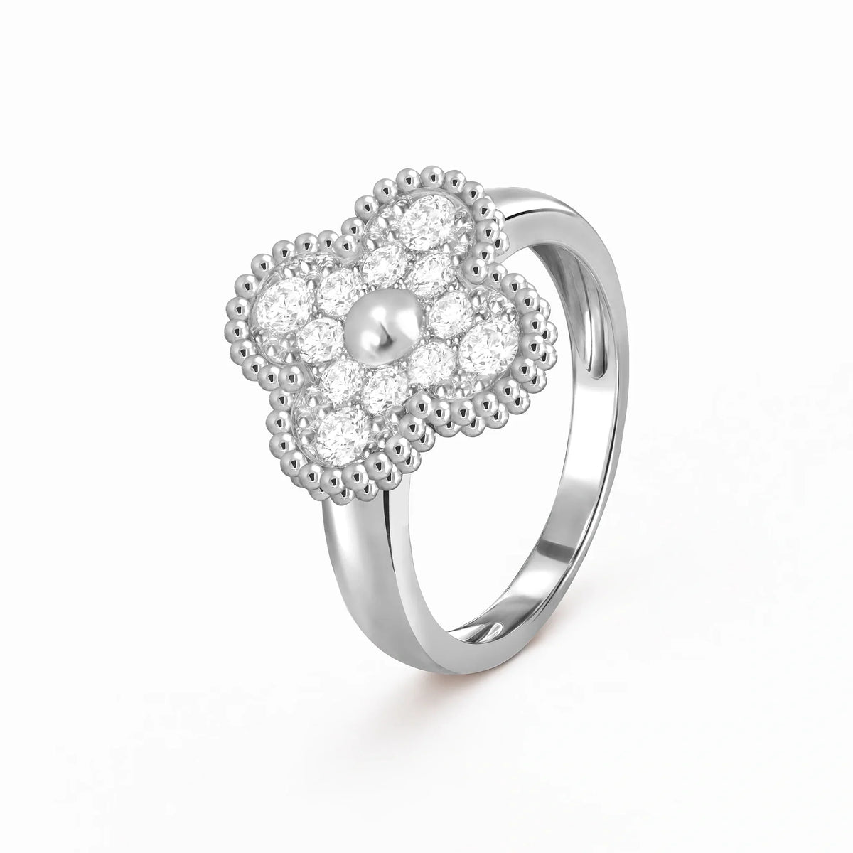 Alhambra Pavé Four-Leaf Clover Ring
