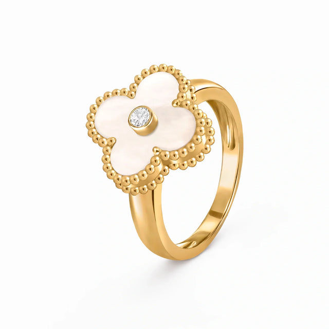 Alhambra Pearly Clover Solitaire Ring