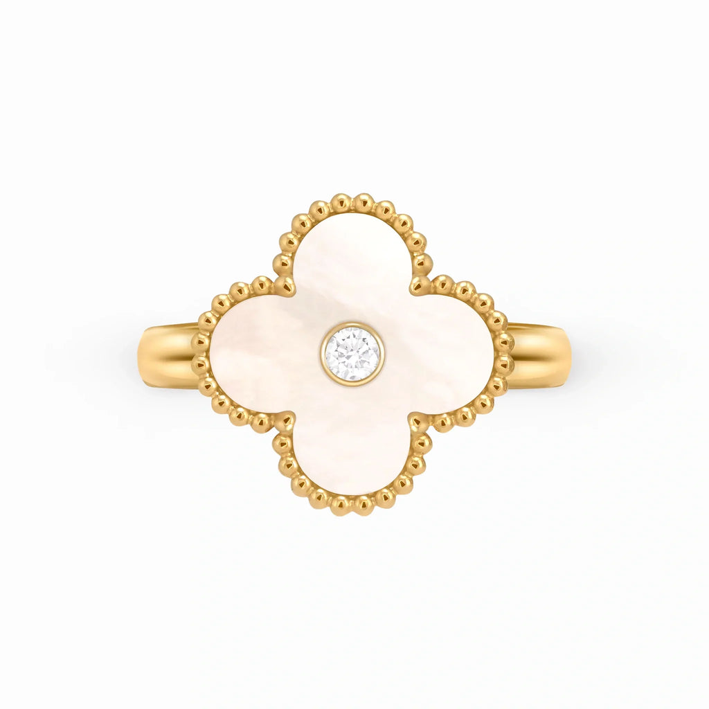 Alhambra Pearly Clover Solitaire Ring