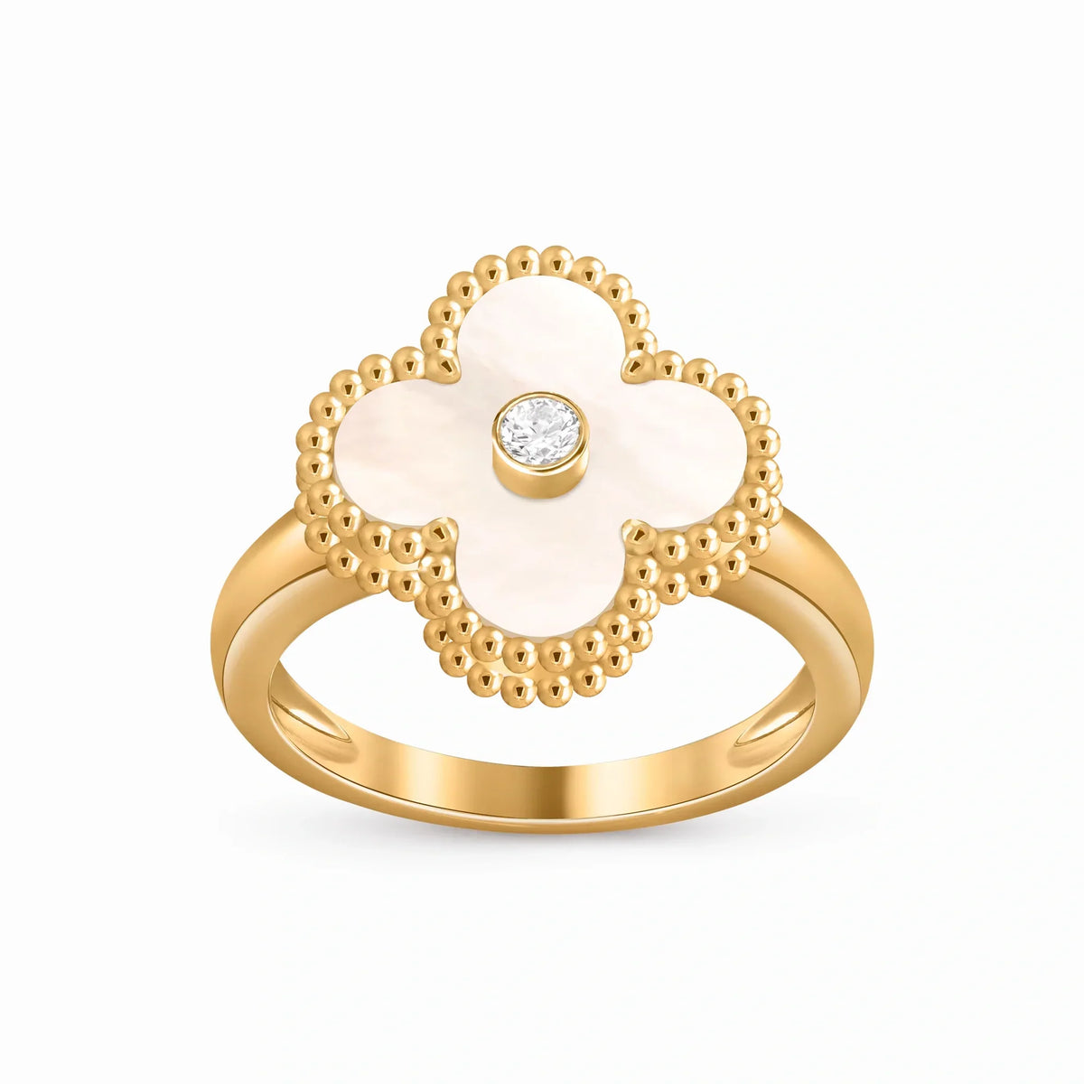 Alhambra Pearly Clover Solitaire Ring