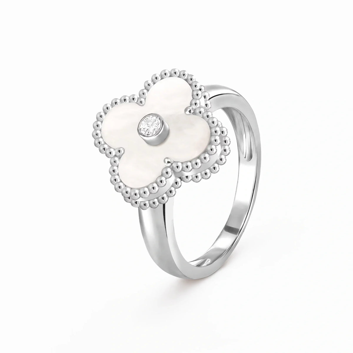 Alhambra Pearly Clover Solitaire Ring