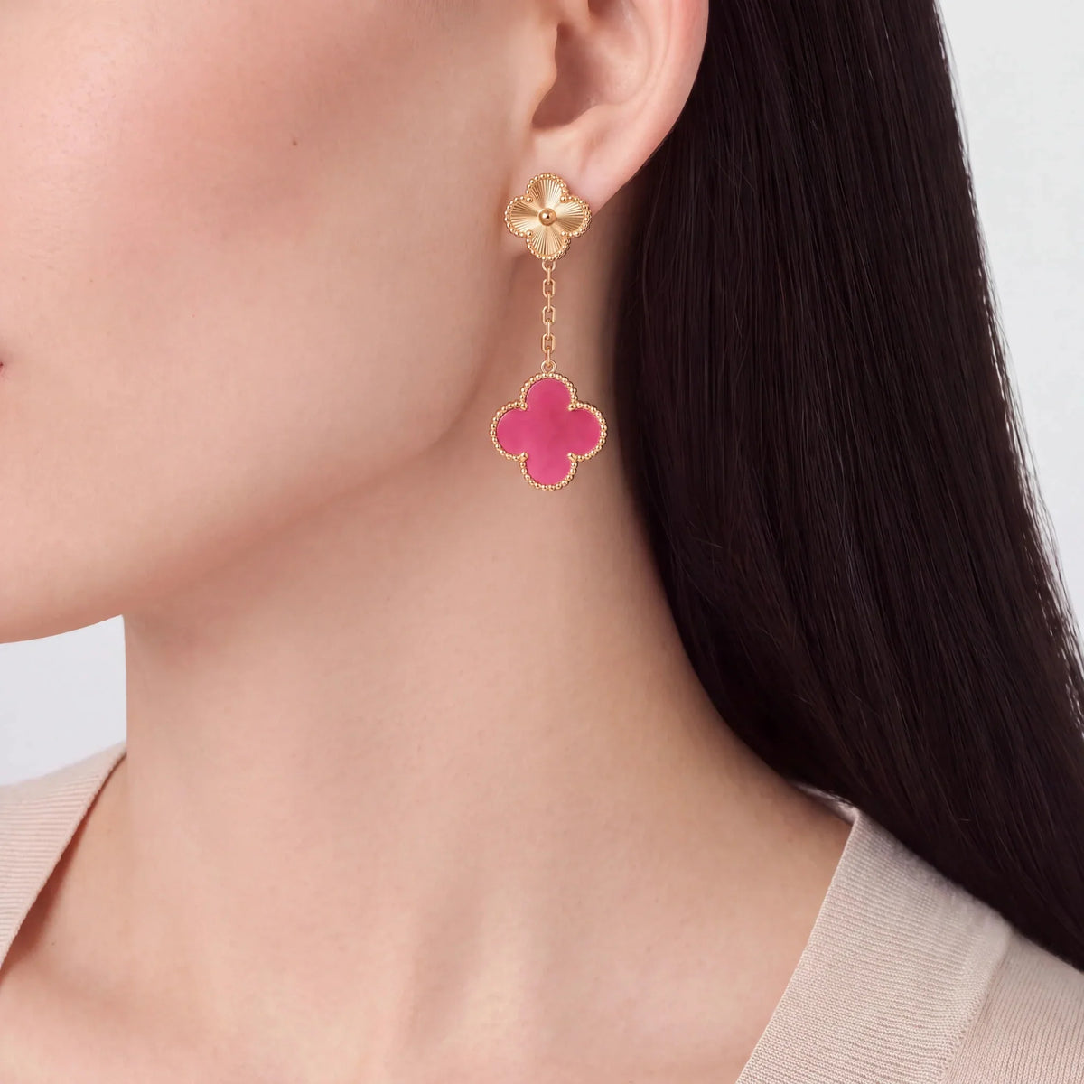 Alhambra Rose Clover Drop Earrings