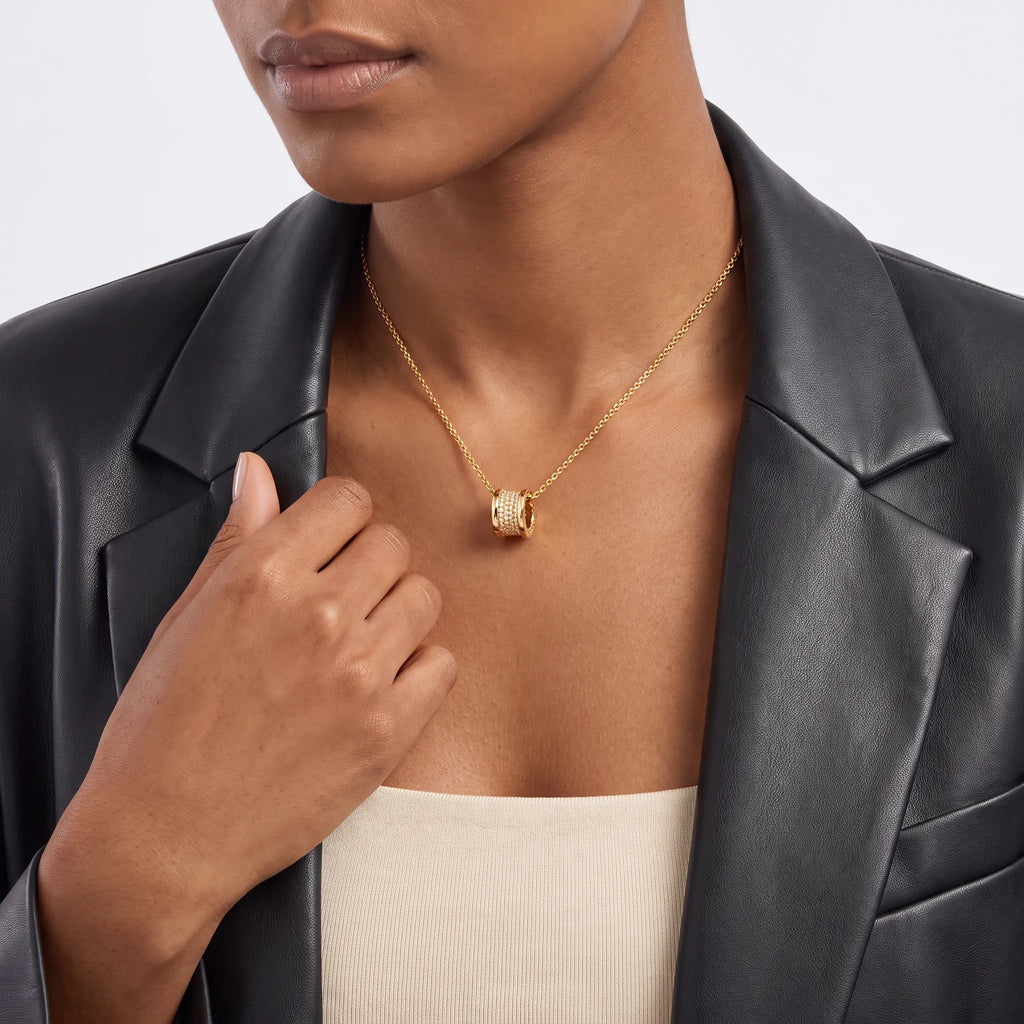 B.zero1 Pavé Spiral Ring Pendant Necklace