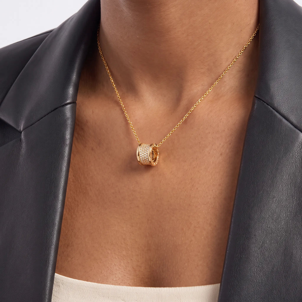 B.zero1 Pavé Spiral Ring Pendant Necklace