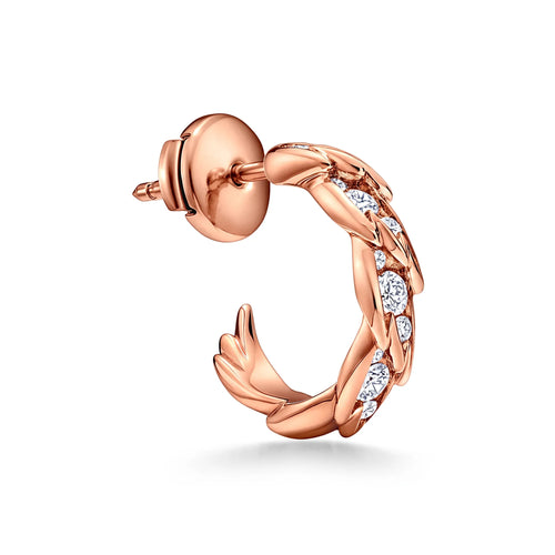 Bird Wings Pavé Feather Hoop Earrings