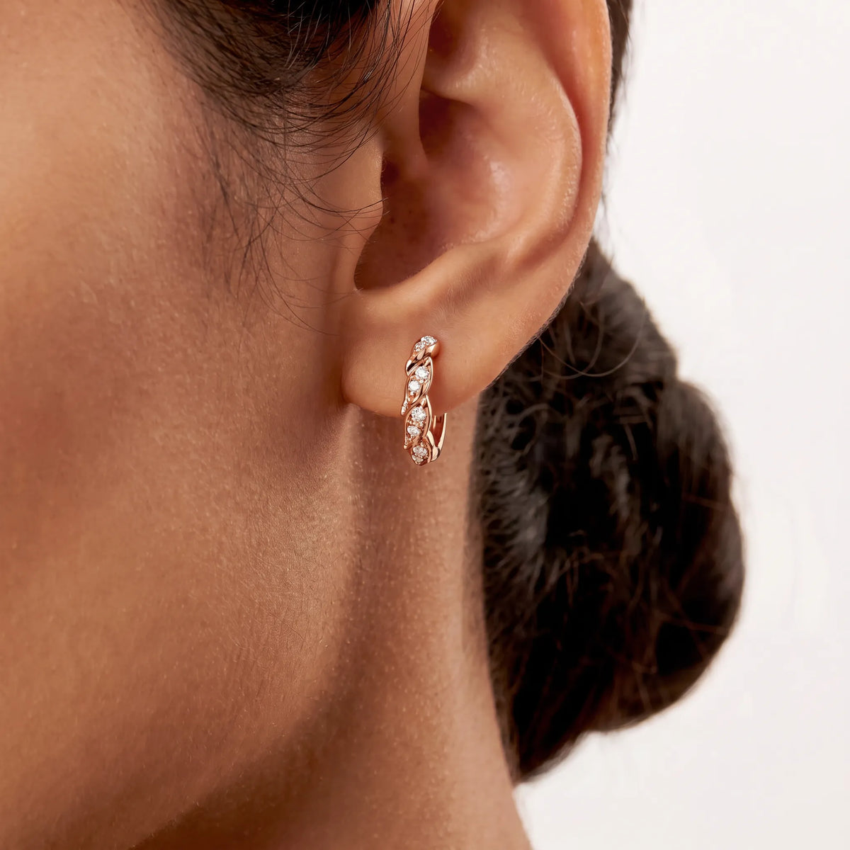Bird Wings Pavé Feather Hoop Earrings