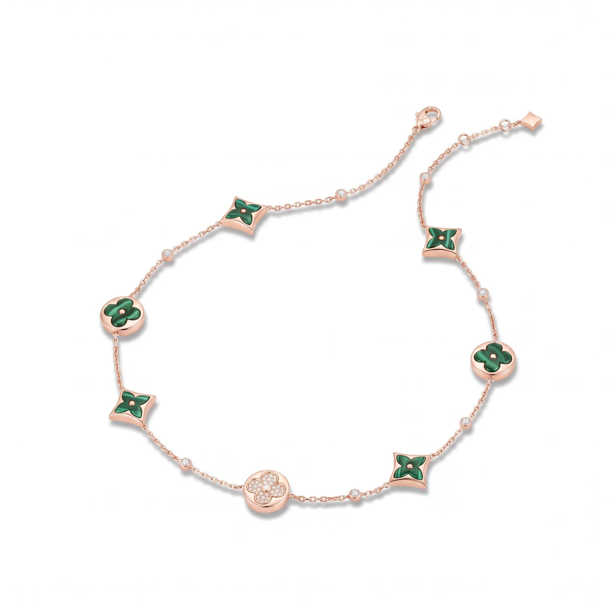 Color Blossom Malachite-Tone Station Necklace