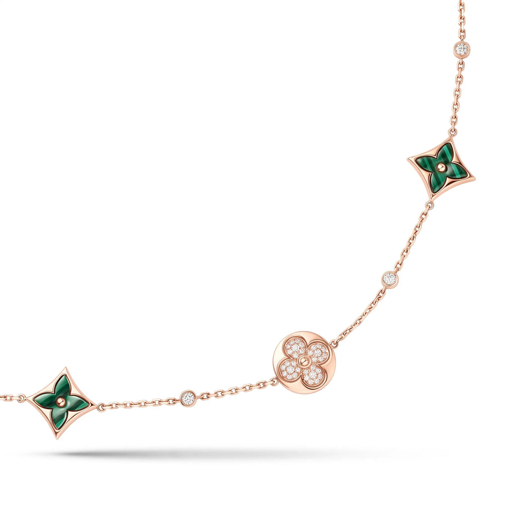 Color Blossom Malachite-Tone Station Necklace