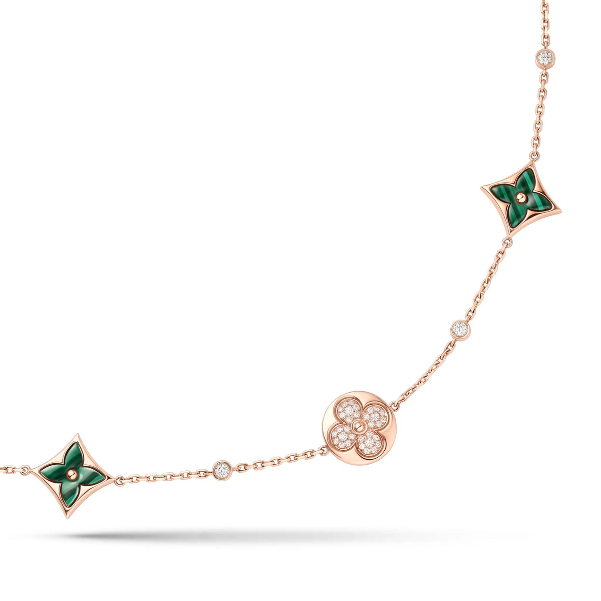 Color Blossom Malachite-Tone Station Necklace
