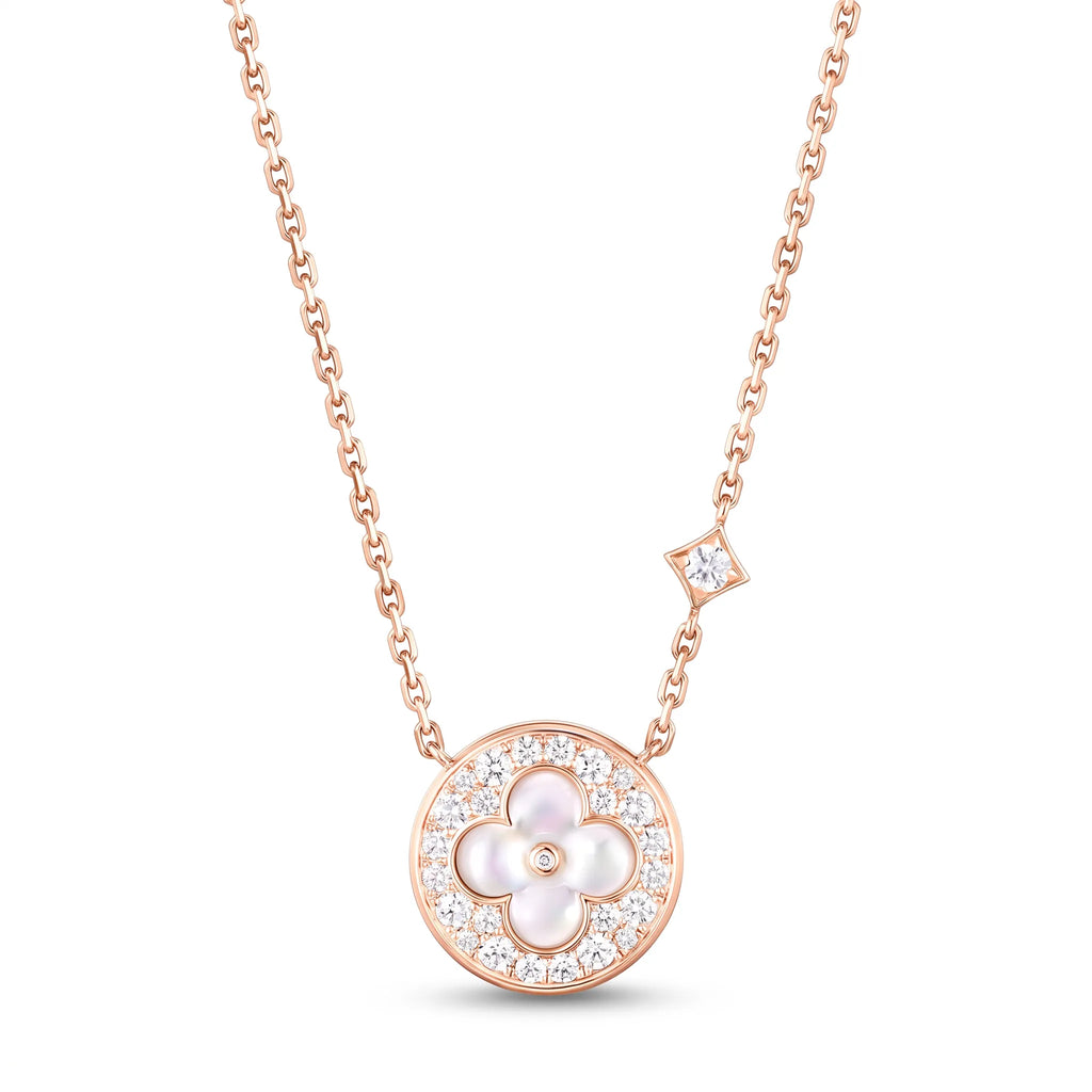 Color Blossom Pearl-Tone Motif Pendant Necklace