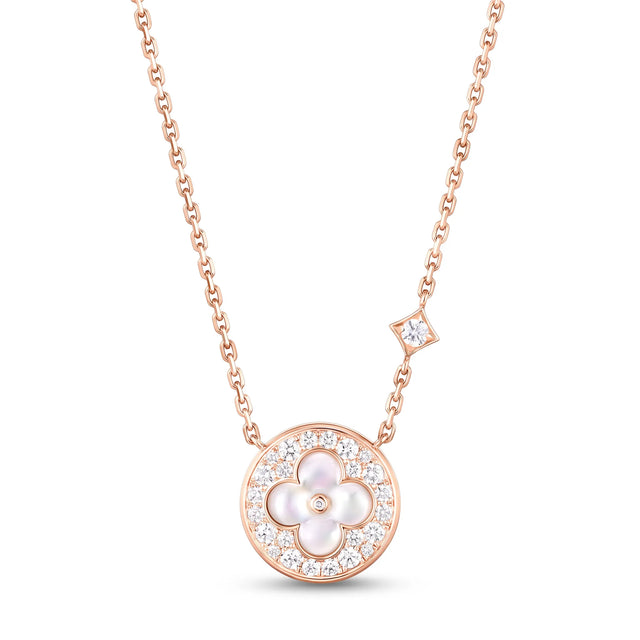 Color Blossom Pearl-Tone Motif Pendant Necklace