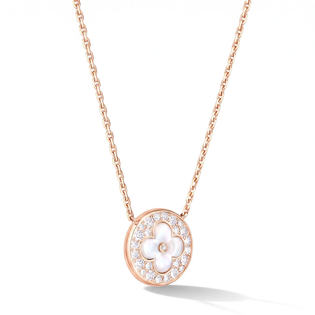 Color Blossom Pearl-Tone Motif Pendant Necklace