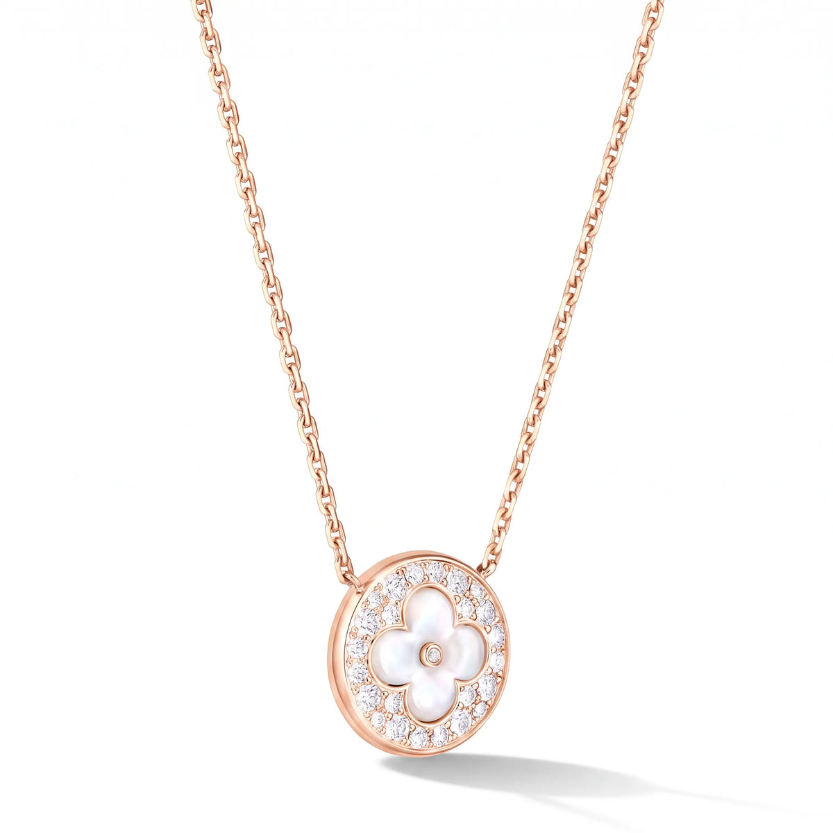 Color Blossom Pearl-Tone Motif Pendant Necklace